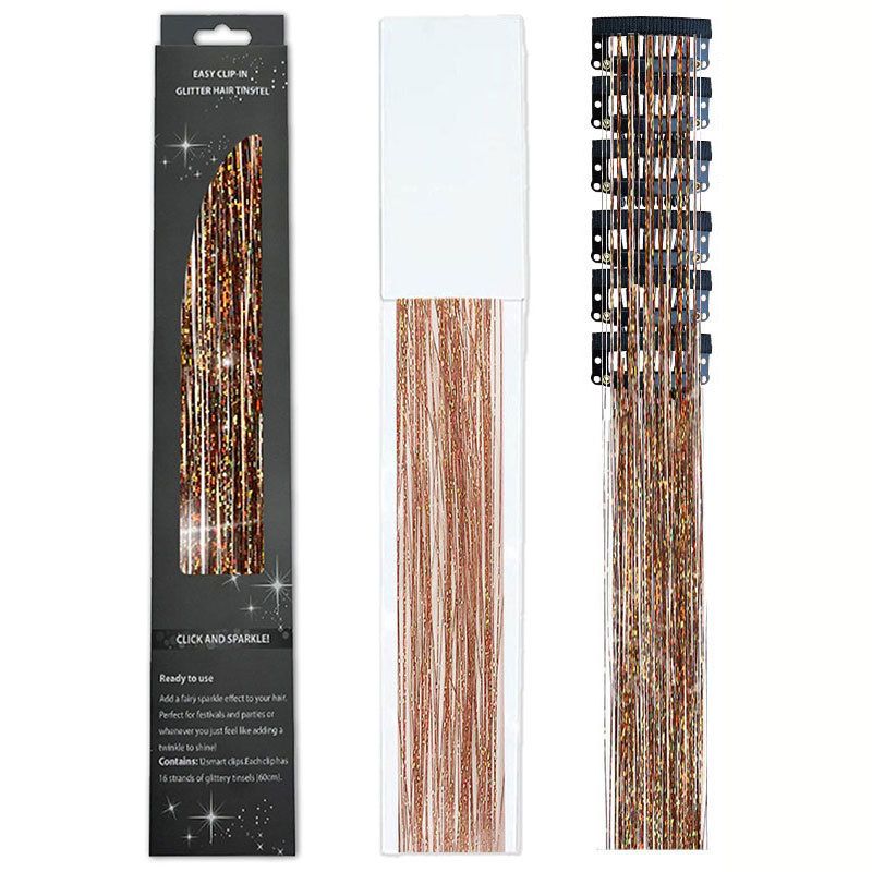 Shiny Threads Glitter Hair Tinsel Kit Gold Silk Hair Glitter String Extensions Accessories for Women Headdress