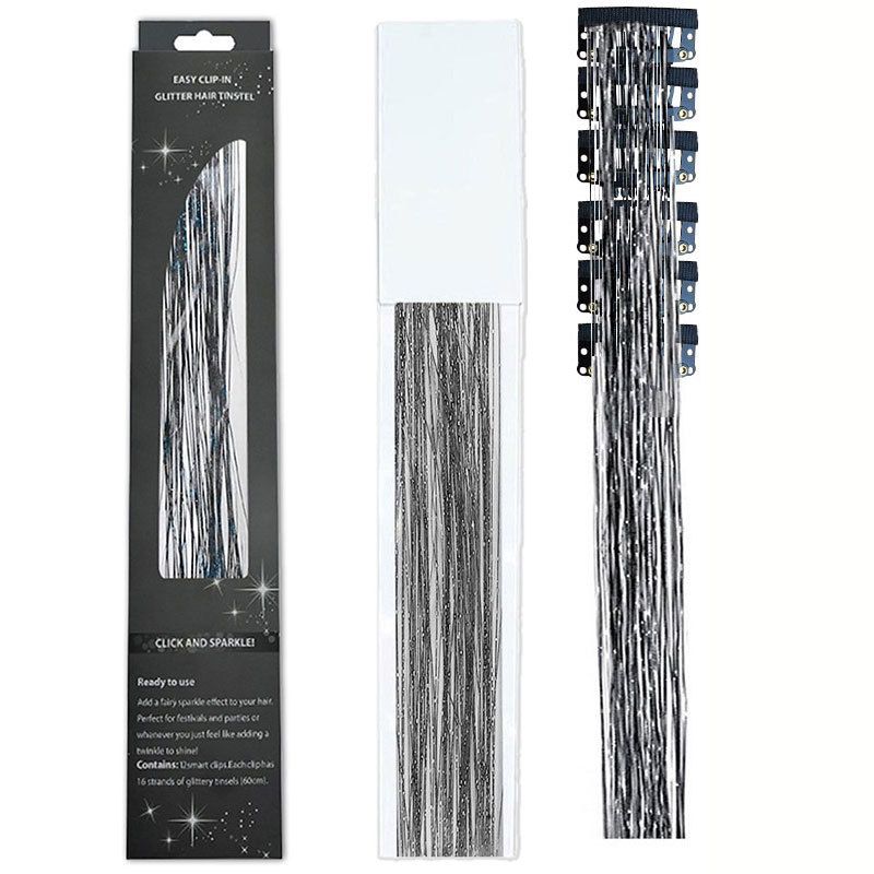 Shiny Threads Glitter Hair Tinsel Kit Gold Silk Hair Glitter String Extensions Accessories for Women Headdress