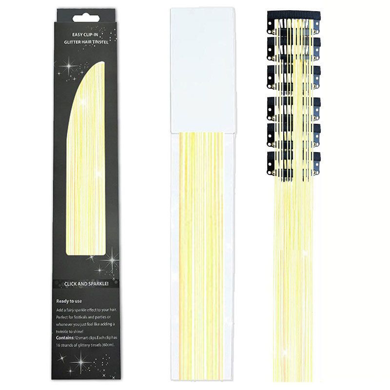 Shiny Threads Glitter Hair Tinsel Kit Gold Silk Hair Glitter String Extensions Accessories for Women Headdress