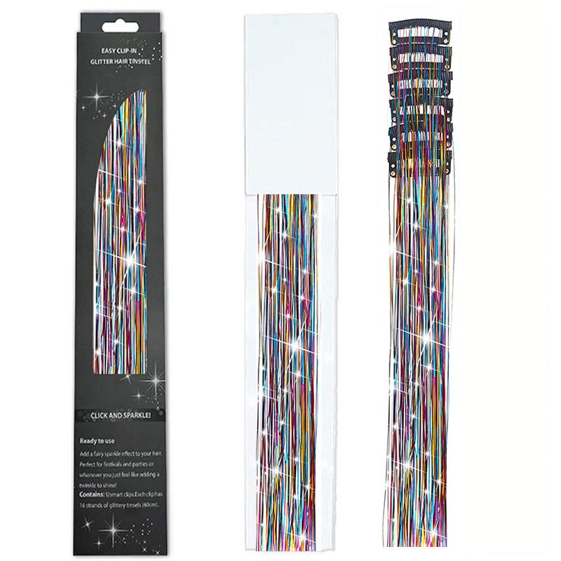 Shiny Threads Glitter Hair Tinsel Kit Gold Silk Hair Glitter String Extensions Accessories for Women Headdress