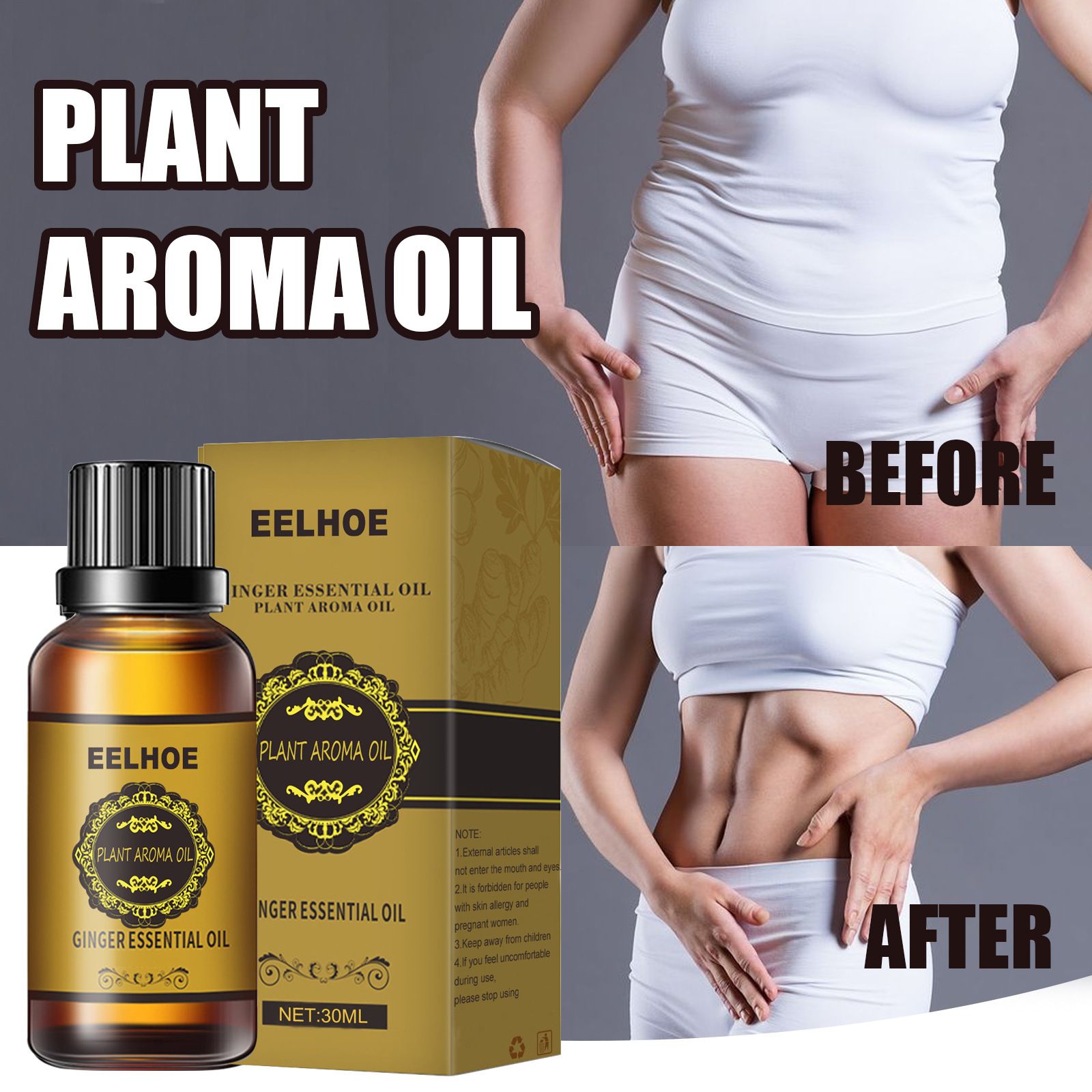 Ginger Slimming Essential Oil, firming and tightening the abdomen, reducing the belly, shaping the thighs and hands of excess fat, natural plant extracts, massage use
