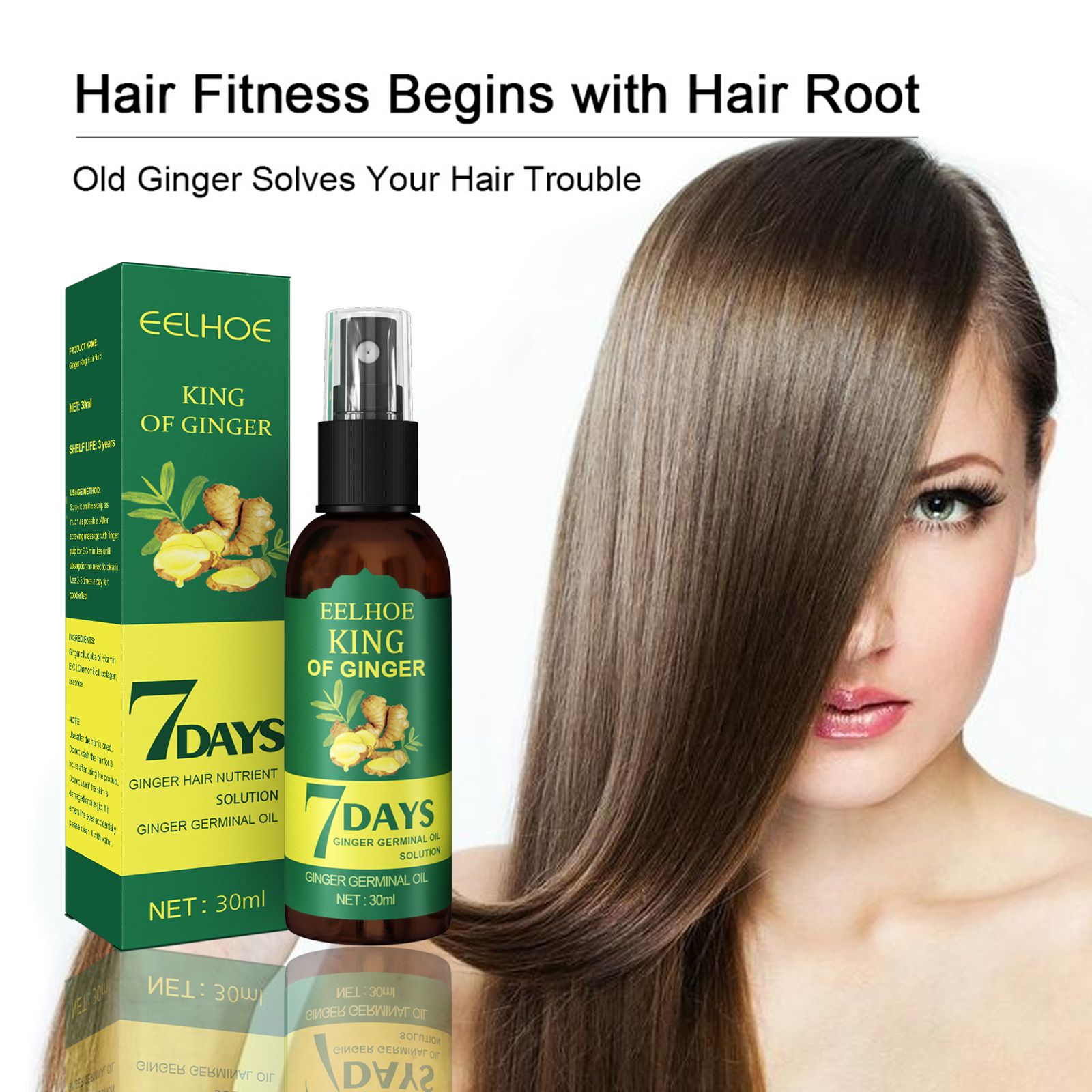 EELHOE  Ginger Hair Growth Serum Sprayer Hair Regrowth s Grow Thicker Longer Hair Accelerate Growth For Men And Women