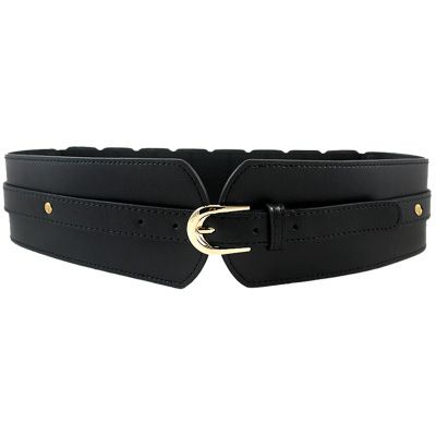 Women Black Wide Belt Elastic Gold Pin Buckle Leather Belts For Female Lady Dress Coat Waist Corset Strap Cummerbund