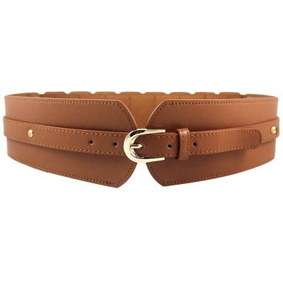 Women Black Wide Belt Elastic Gold Pin Buckle Leather Belts For Female Lady Dress Coat Waist Corset Strap Cummerbund