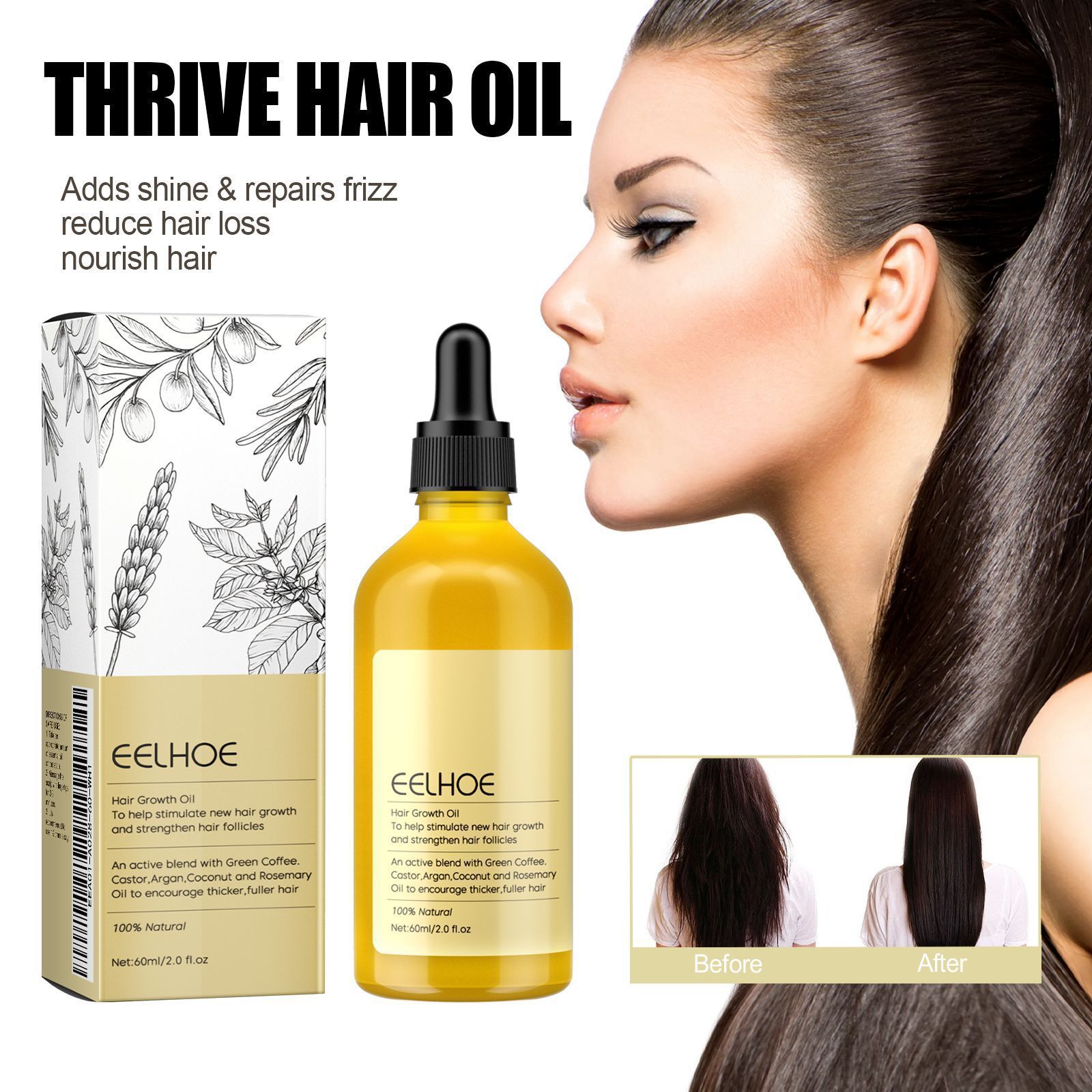EELHOE Rosemary Hair Tightening Essential Oil Repair Damage Prevent Loss Smooth Hair Nourish Hair Hair Care Oil Bridesmaid Gift 60ml