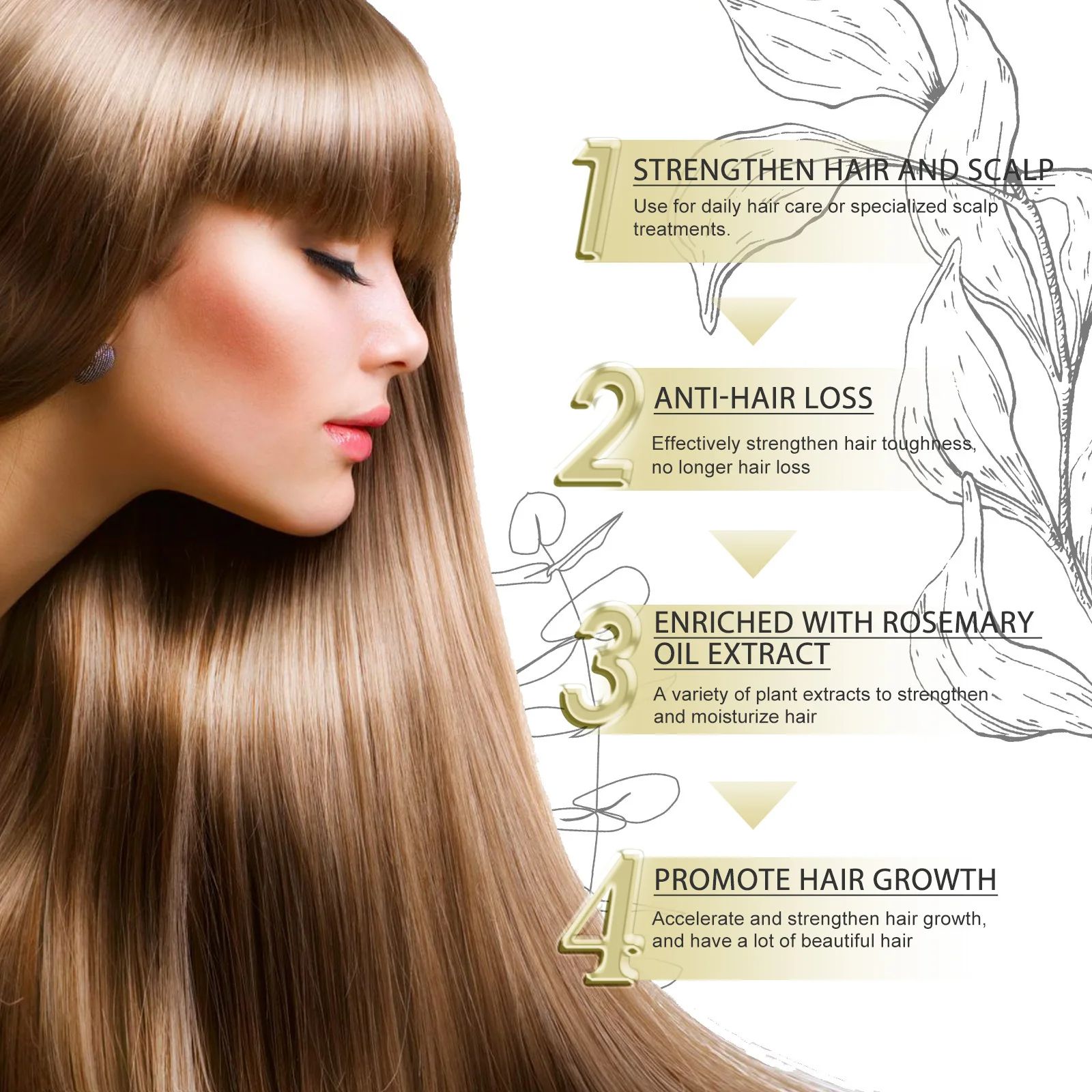 EELHOE Rosemary Hair Tightening Essential Oil Repair Damage Prevent Loss Smooth Hair Nourish Hair Hair Care Oil Bridesmaid Gift 60ml