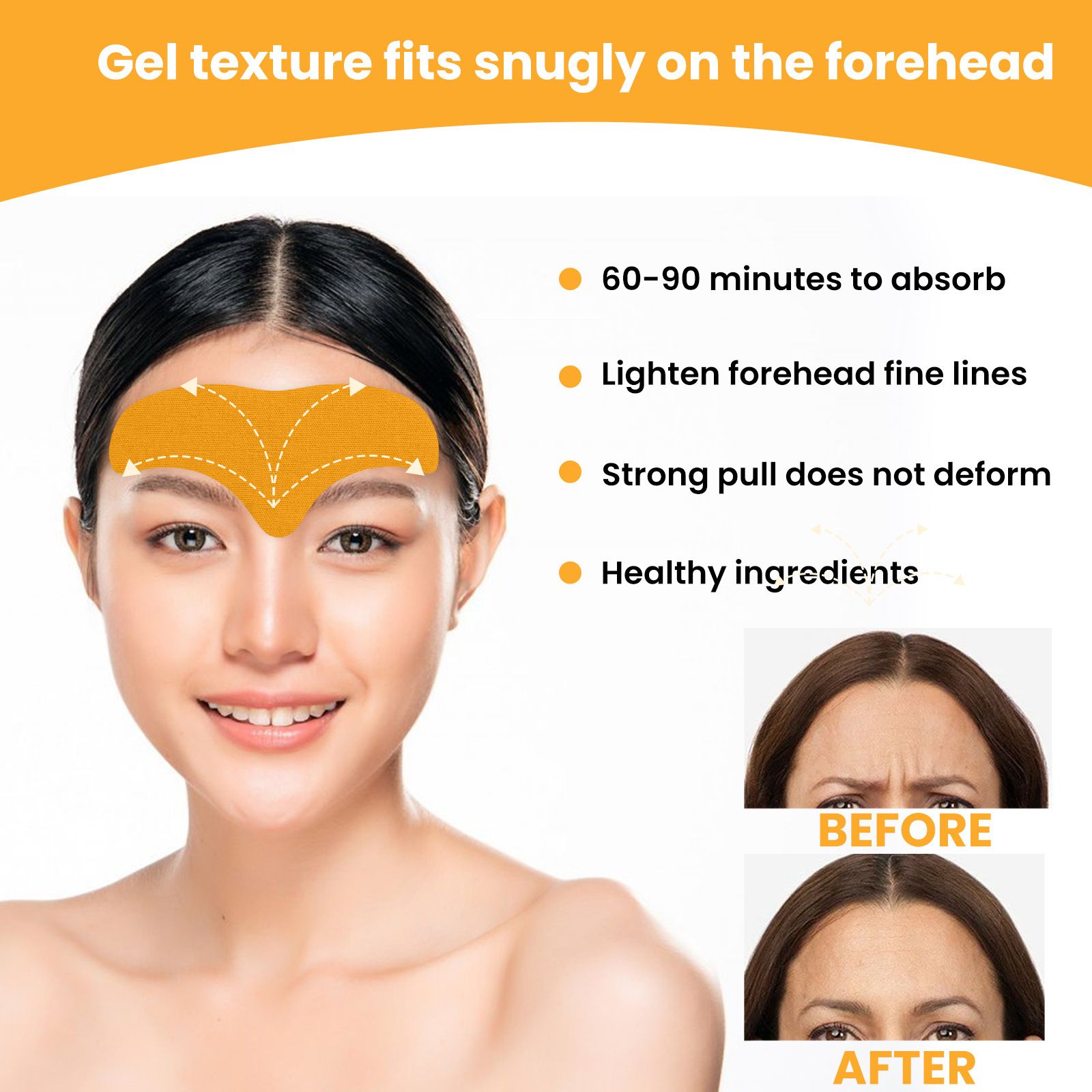 EELHOE 10pcs  Anti-wrinkle Forehead Line Removal Gel Patch Firming Mask Frown Lines Face Skin Care Stickers Anti-aging Collagen Natural