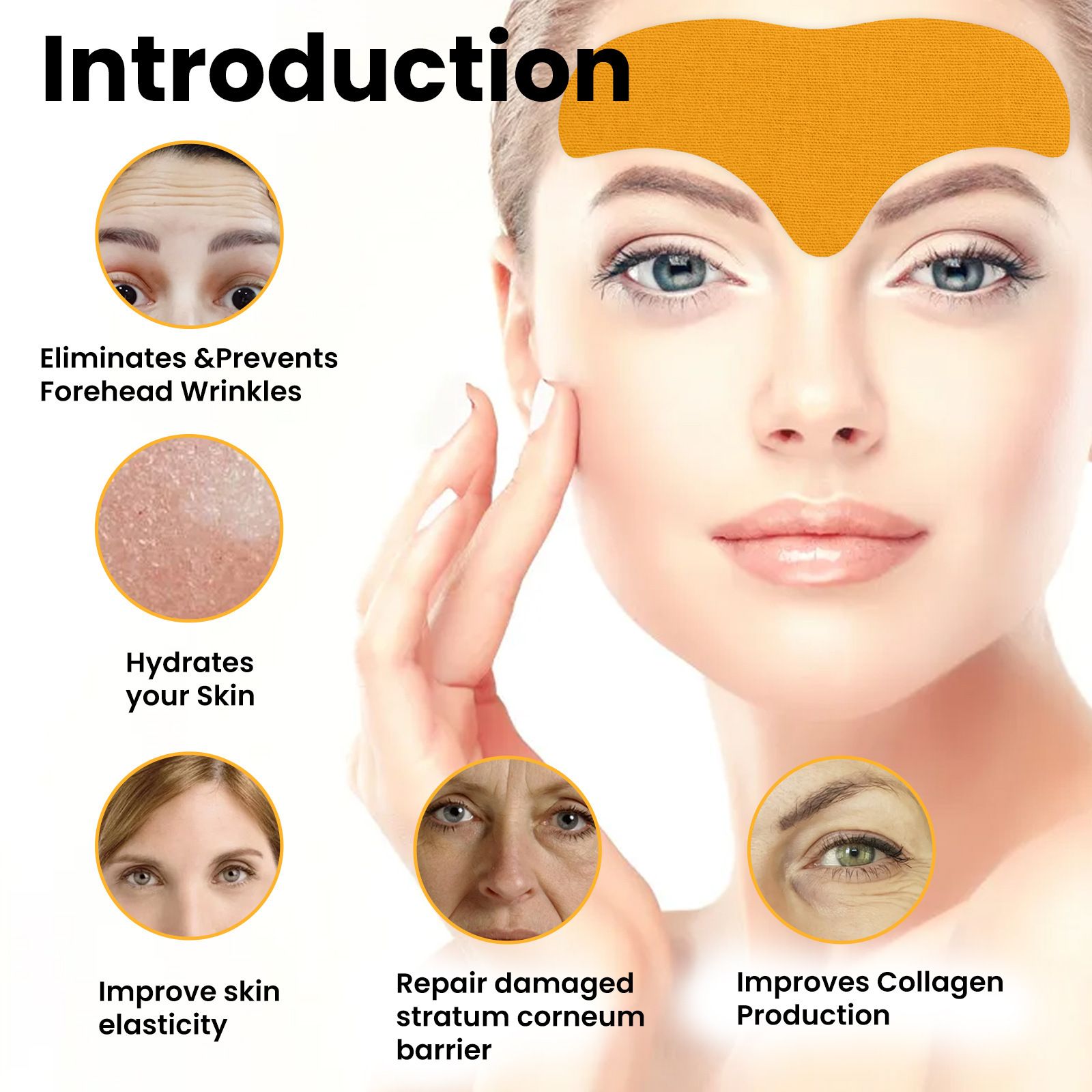 EELHOE 10pcs  Anti-wrinkle Forehead Line Removal Gel Patch Firming Mask Frown Lines Face Skin Care Stickers Anti-aging Collagen Natural