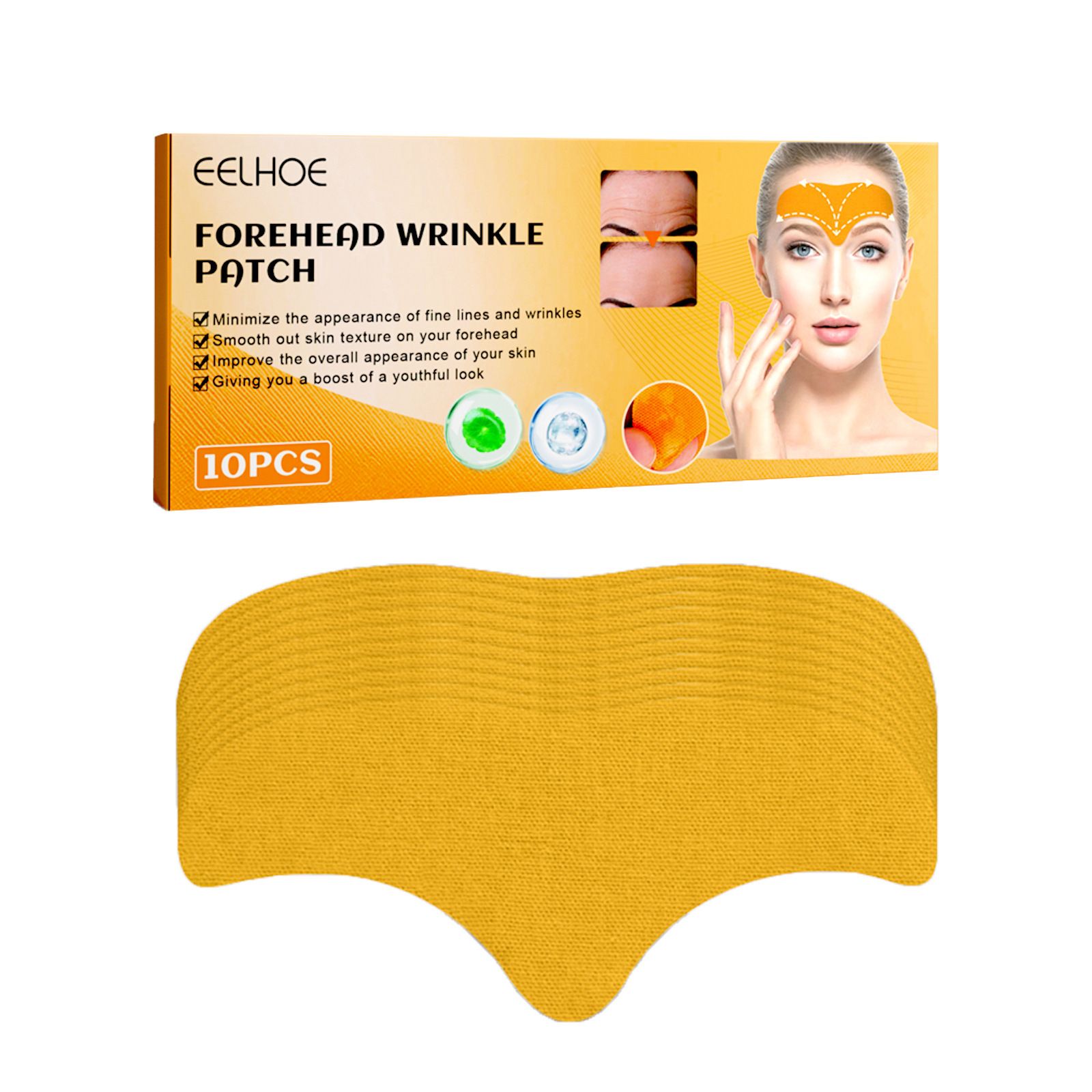EELHOE 10pcs  Anti-wrinkle Forehead Line Removal Gel Patch Firming Mask Frown Lines Face Skin Care Stickers Anti-aging Collagen Natural