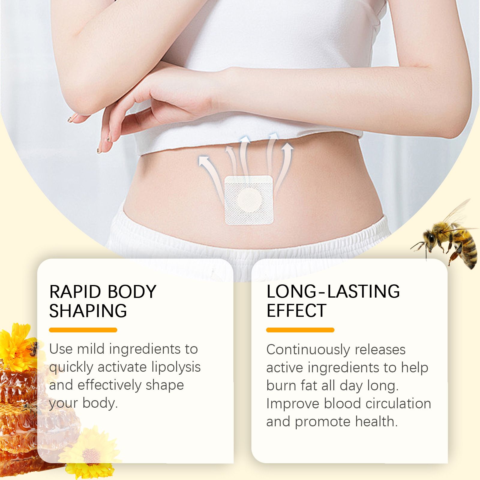 10pcs  Bee Slimming Patch Belly Slimming Patch Lose Weight Detox Abdominal Navel Sticker Fast Burning Fat Improve Stomach
