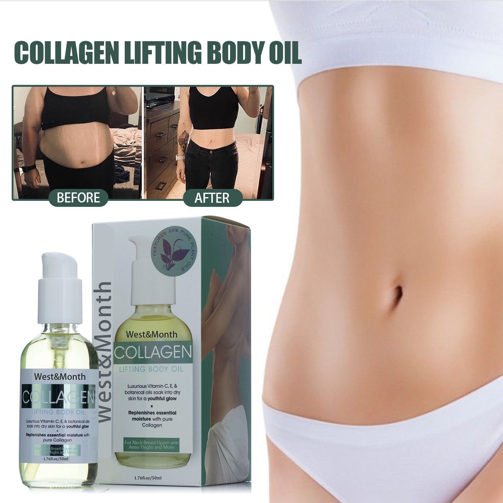 Collagen Lifting Body Oils Tightening Breast Buttock Moisturizing Shape Abdomen Improve Firming Skin Repair Slim Down Care Oil