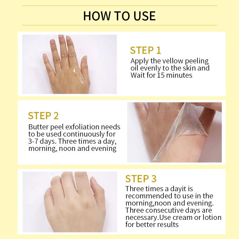 Body Care Exfoliating Yellow Peeling Oil 100% Organic Bleaching Dark Skin Serum Dark Knuckles Fast Body Skin Care Oil 110ml