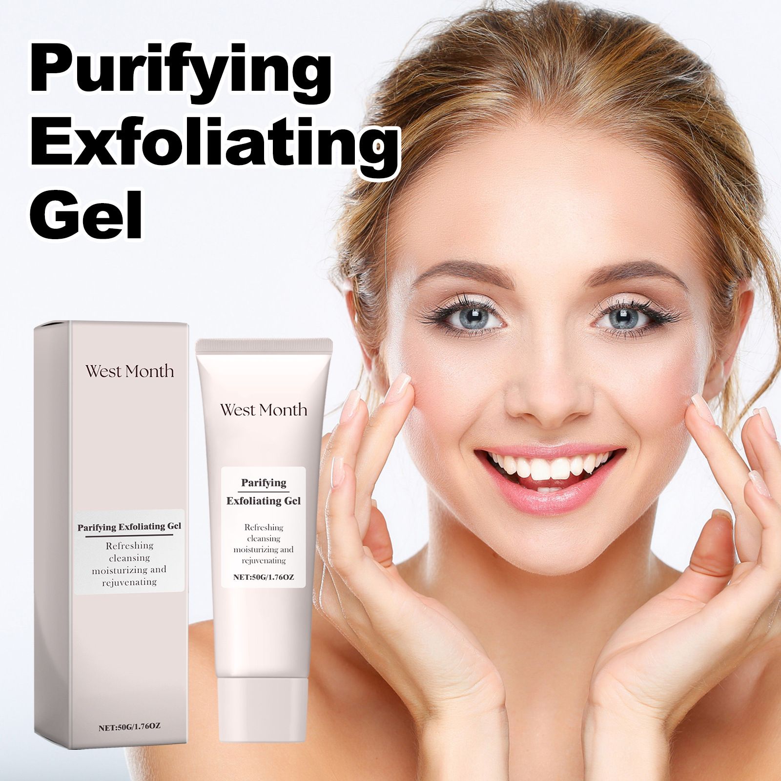West&Month 50g Purifying Exfoliating Gel Cleaning Pores Blackhead Dark Dead Skin Remover Repair Cleans Dirt Oil Face Body Gel