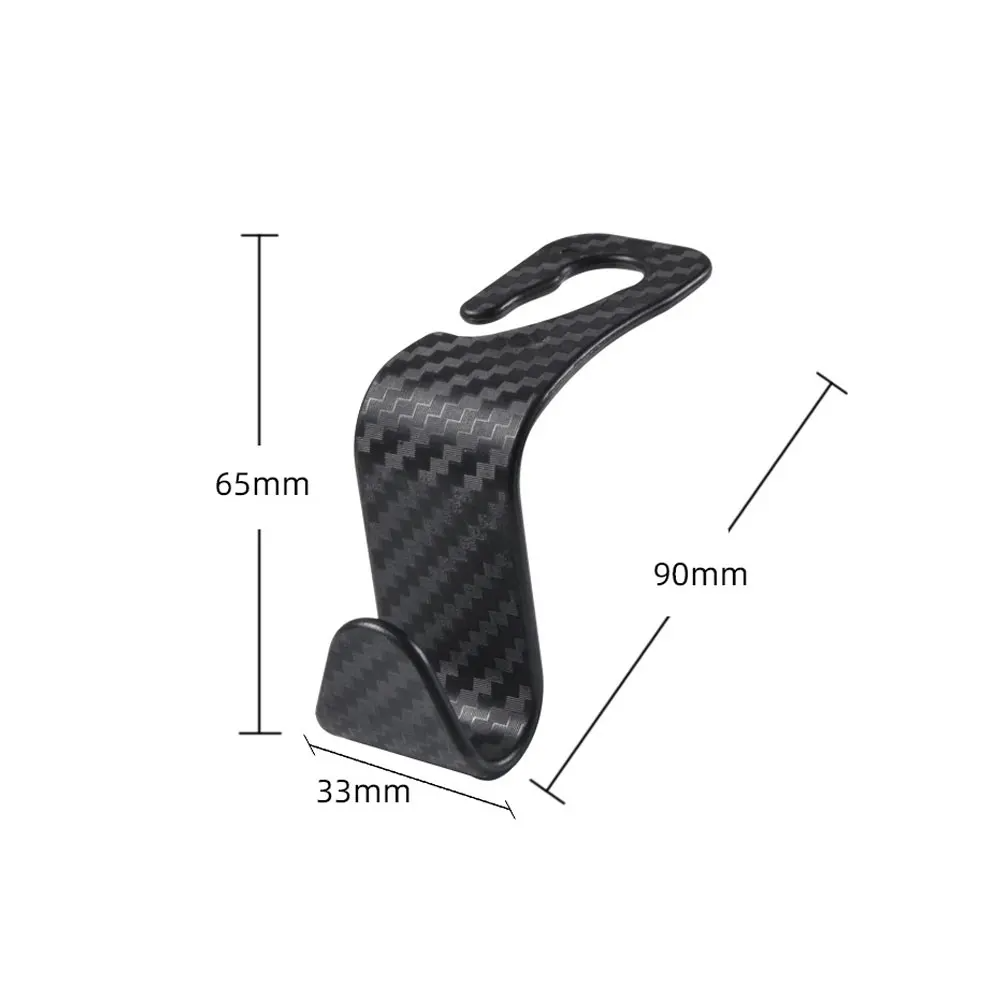 4pcs Car Seat Headrest Hook Storage Hanger Carbon Fiber Style Seat Organizer Holder for Handbag Purse Clothes Decor Car Interior