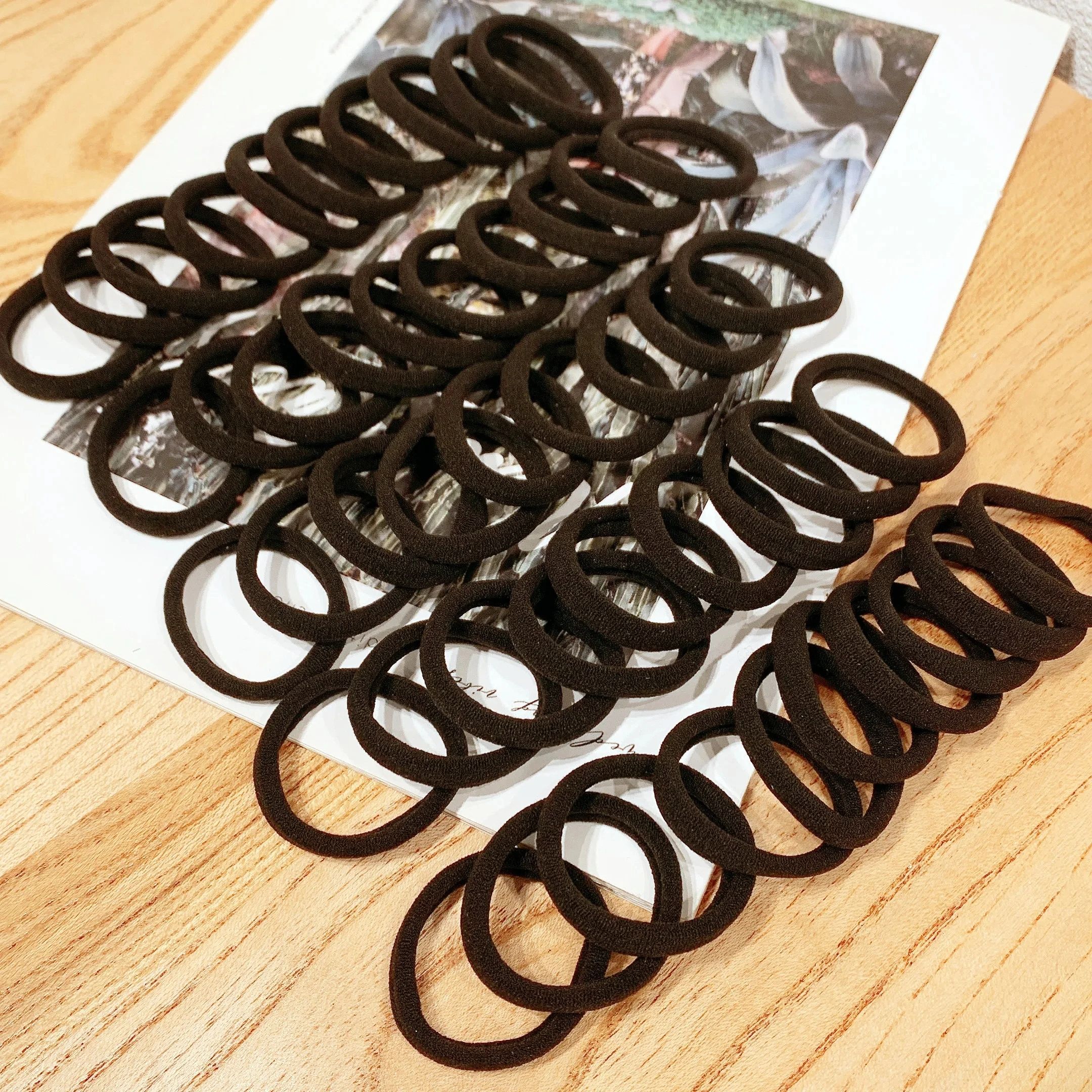 50pcs Black Hair Bands for Women Girls Hairband High Elastic Rubber Band Hair Ties Ponytail Holder Scrunchies Accessorie
