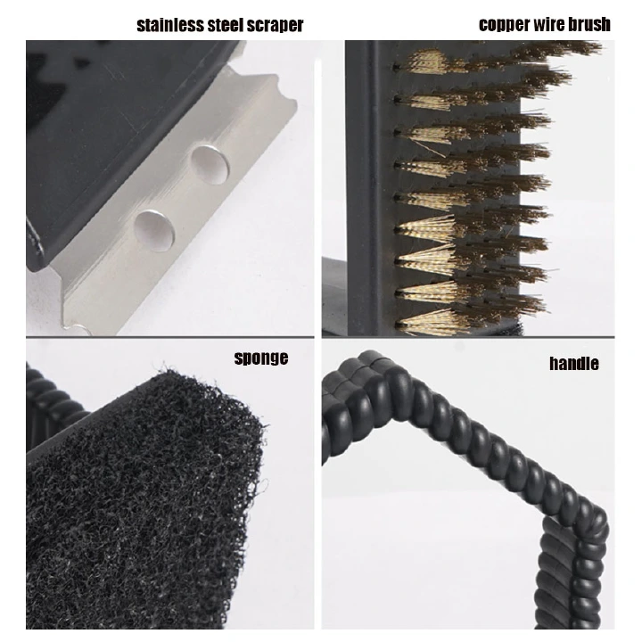 Kitchen Accessories BBQ Grill Barbecue Kit Cleaning Brush Stainless Steel Cooking Tools Wire Bristles Triangle Cleaning Brushes