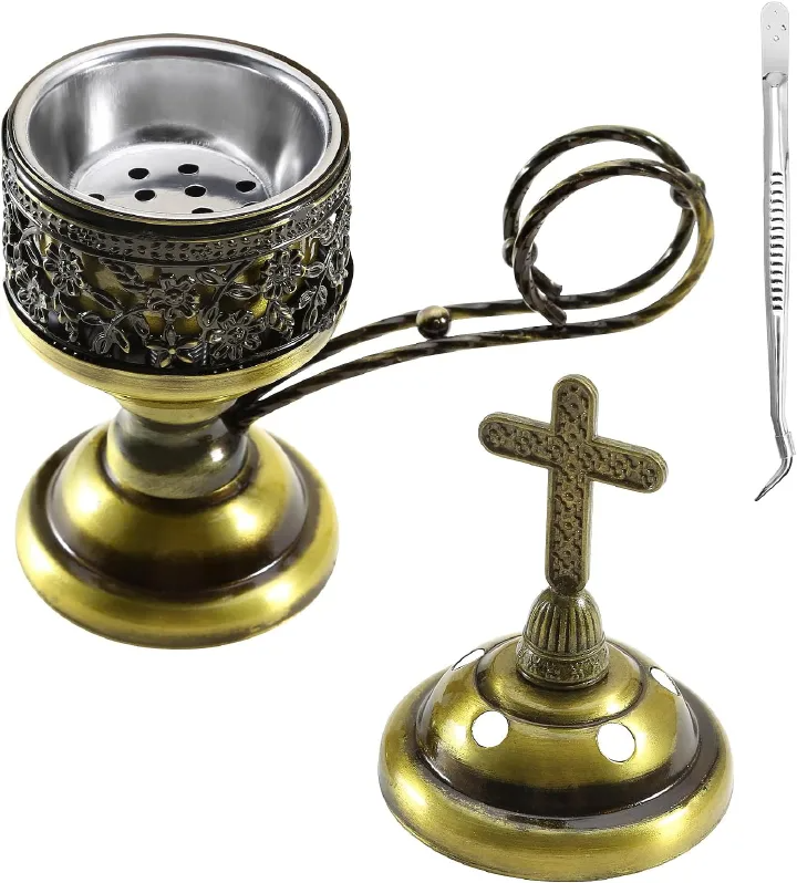 Incense Burner, Frankincense Charcoal Incense Stand, Incense Burner Holder, Ideal for Aromatherapy, Yoga and Spa, Home and Christian Church Censer