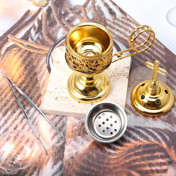 Incense Burner, Frankincense Charcoal Incense Stand, Incense Burner Holder, Ideal for Aromatherapy, Yoga and Spa, Home and Christian Church Censer