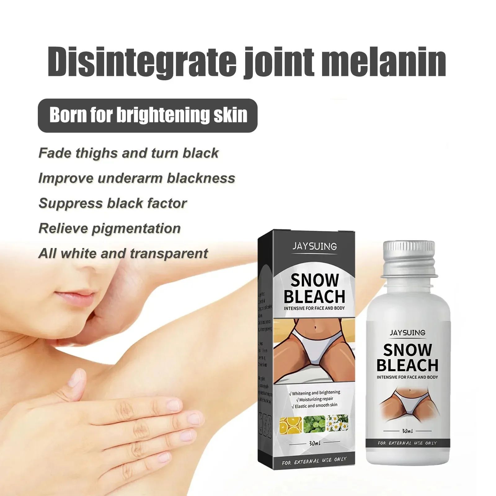 Body Whitening Bleach Cream Brighten Face and Body Removal Private Parts Underarm Elbow Knees Joint Dark Spot Melanin Cream 30ml