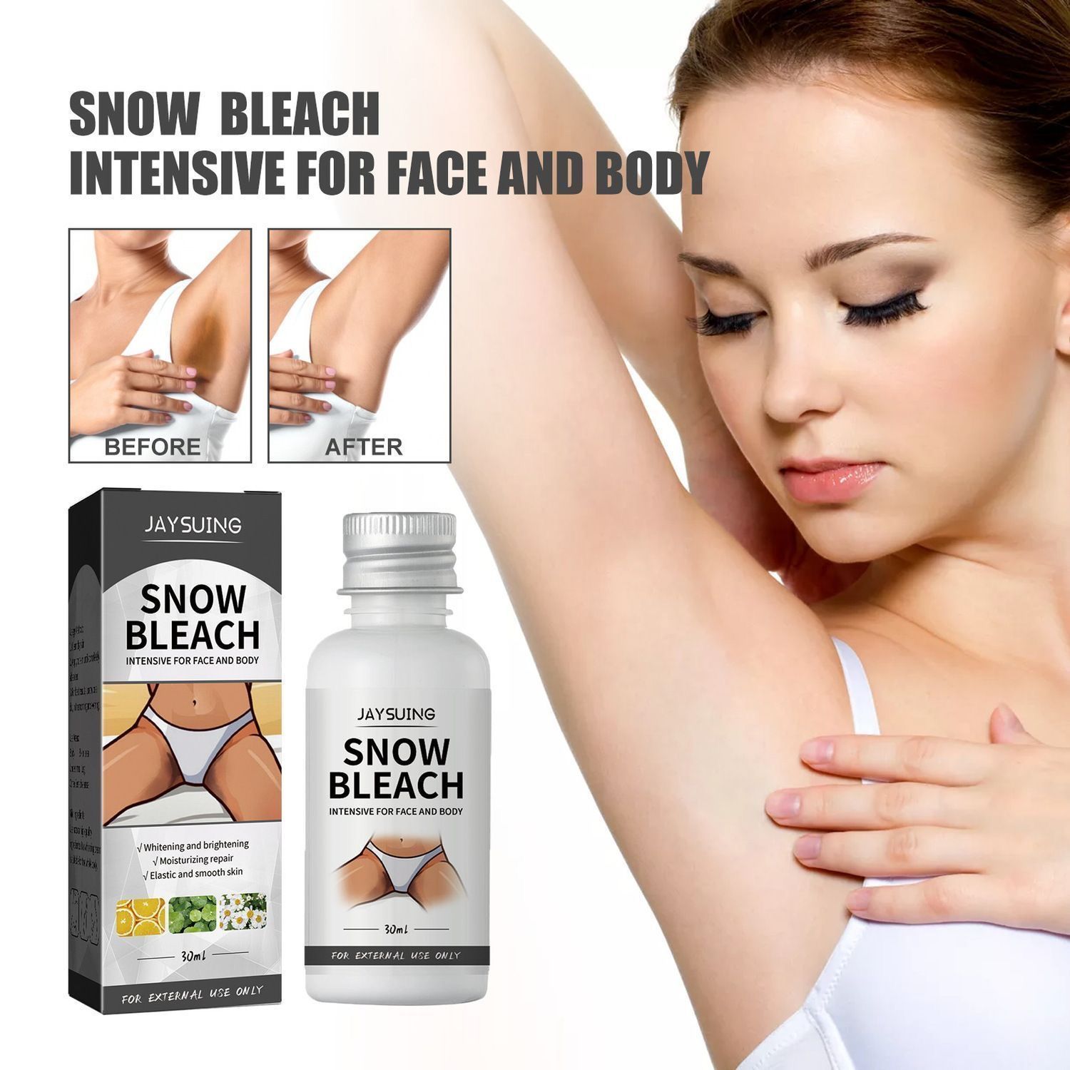 Body Whitening Bleach Cream Brighten Face and Body Removal Private Parts Underarm Elbow Knees Joint Dark Spot Melanin Cream 30ml