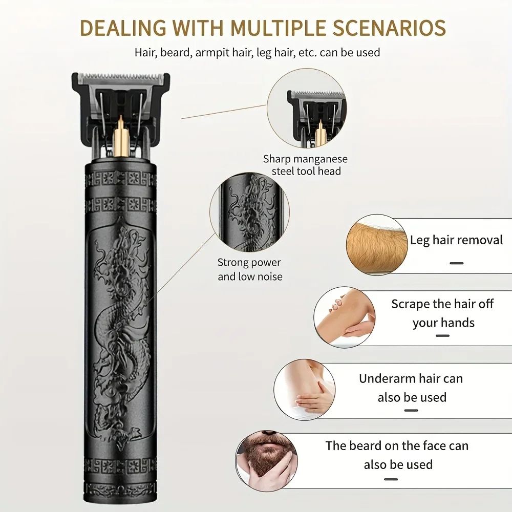 Vintage T9 Electric Hair Cutting Machine Hair Clipper Professional Men Shaver Rechargeable Barber Trimmer for Men Dragon Buddha