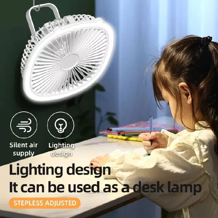 1pc, Portable Mini Fan With LED Light, Quiet Plastic Desk Fan, 3-Speed, Rechargeable Battery, Versatile For Home Office, Ceiling Or Wall Mount Options, Gift For Friends, Birthday Gift, Holiday Gift