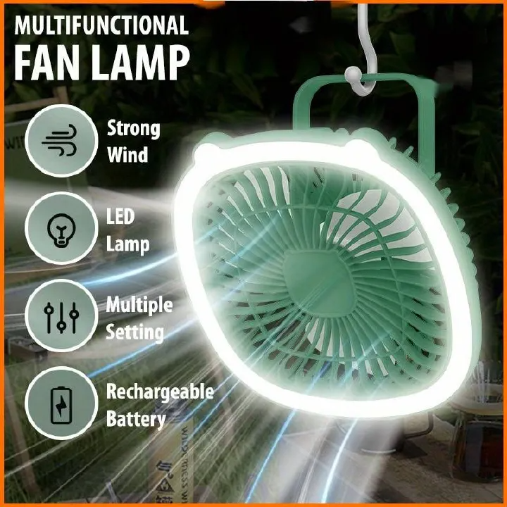 1pc, Portable Mini Fan With LED Light, Quiet Plastic Desk Fan, 3-Speed, Rechargeable Battery, Versatile For Home Office, Ceiling Or Wall Mount Options, Gift For Friends, Birthday Gift, Holiday Gift