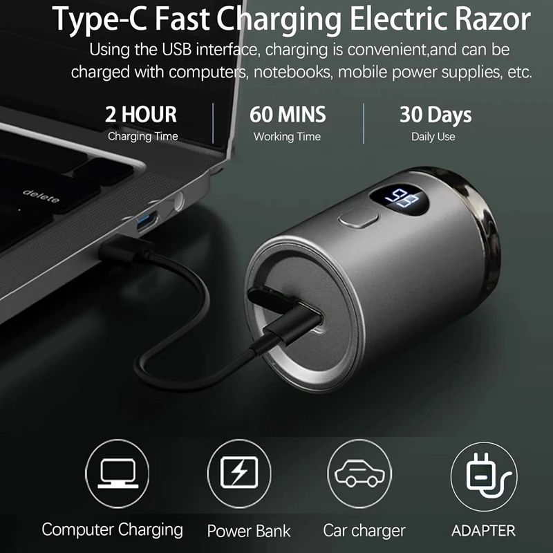 Electric Razor for Men Mini Portable Pocket Size Shaver Wet and Dry USB Rechargeable Shaver Charging Easy for Home Car Travel