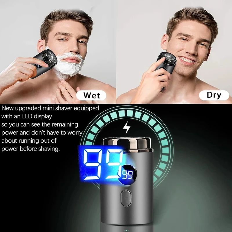 Electric Razor for Men Mini Portable Pocket Size Shaver Wet and Dry USB Rechargeable Shaver Charging Easy for Home Car Travel