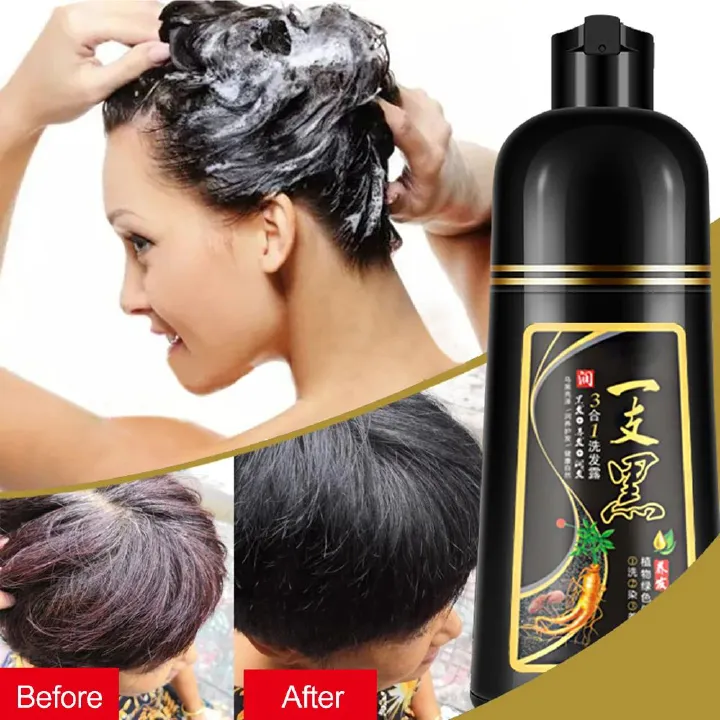 500ml hair coloring hair coloring shampoo, organic natural quick hair dye, plant essence, dark hair coloring agent, male and female shampoo black hair dye, plant pure natural