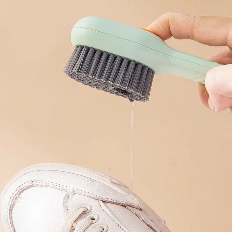 Multifunction Cleaning Shoe Brush Soft Automatic Liquid Shoe Brush Long Handle Clothes Soap Brush With Hook Clean Tool