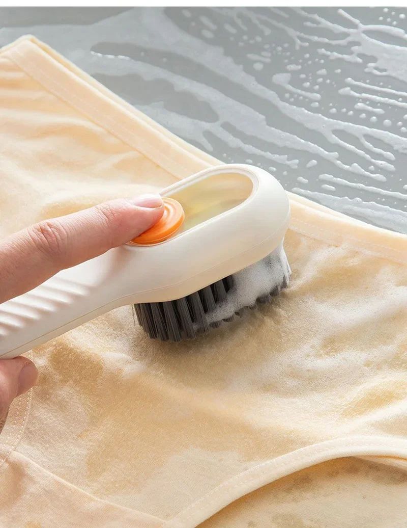 Multifunction Cleaning Shoe Brush Soft Automatic Liquid Shoe Brush Long Handle Clothes Soap Brush With Hook Clean Tool