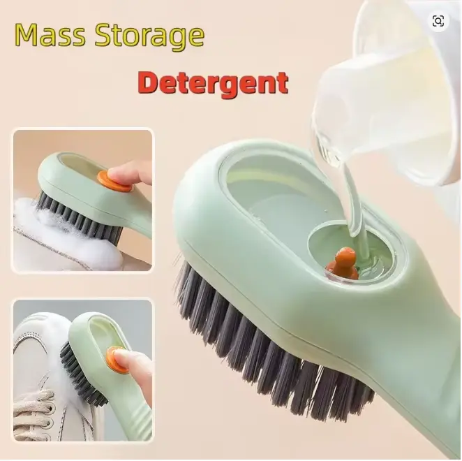 Multifunction Cleaning Shoe Brush Soft Automatic Liquid Shoe Brush Long Handle Clothes Soap Brush With Hook Clean Tool