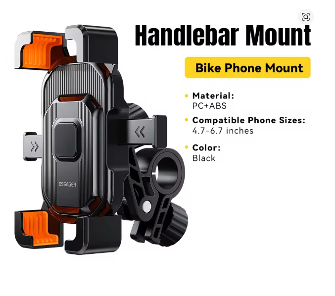 Essager Universal Bike Phone Holder 360° View Moto Motorcycle Phone Holder for 4.7-6.7inch Mobile Phone Stand Shockproof Bracket
