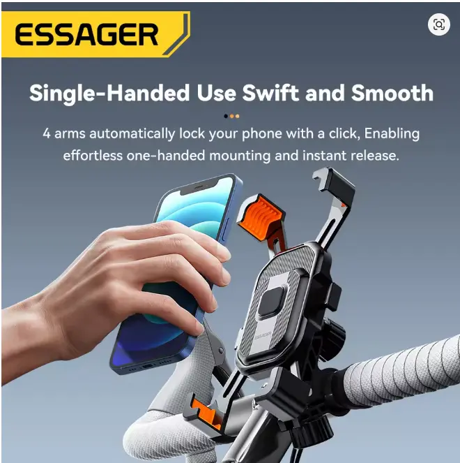 Essager Universal Bike Phone Holder 360° View Moto Motorcycle Phone Holder for 4.7-6.7inch Mobile Phone Stand Shockproof Bracket