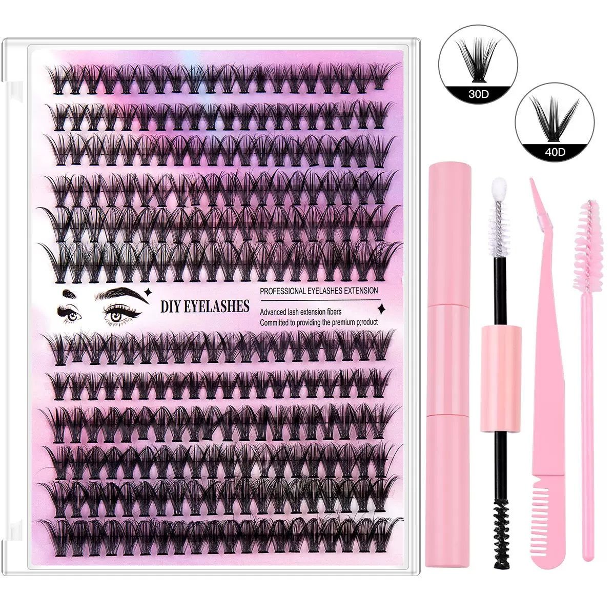 DIY Fake Eyelashes Extension Kit false eyelashes Eyes Makeup Super Soft Full Dense Lashes Natural Cosmetics Make-up for women