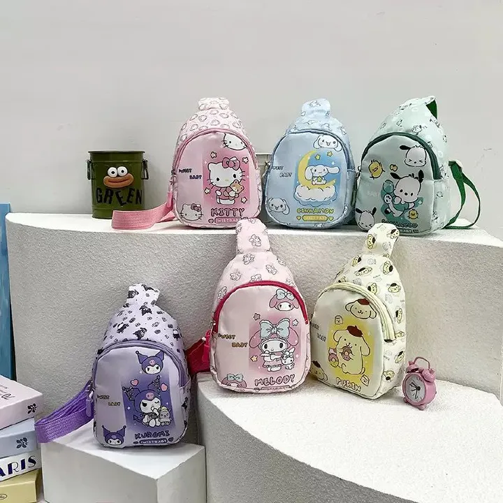 Cartoon children bag cute kindergarten children chest bag boy girl shoulder bag change snack nylon messenger bag