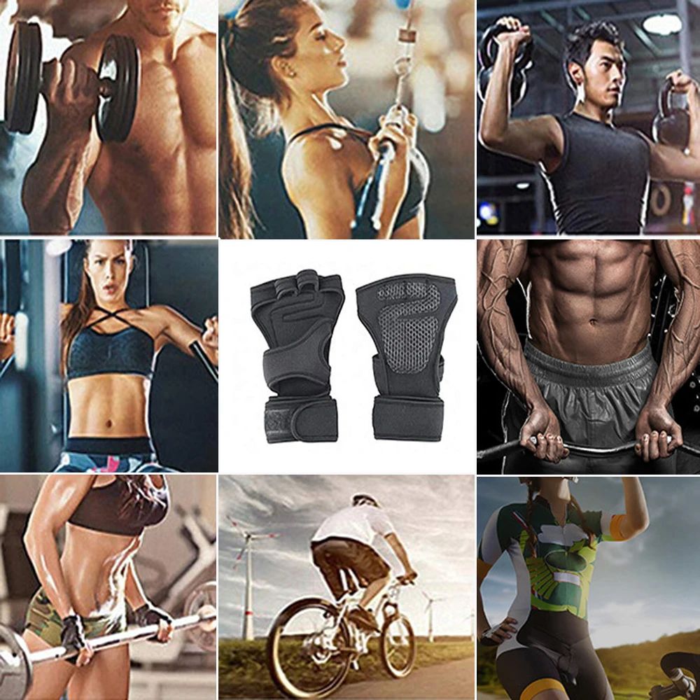 1 Pair Weight Lifting Dumbbell Gloves Gym Fitness Training Lifting Gloves Bodybuilding Gymnastic Hand Wrist Strap Support for Men Women