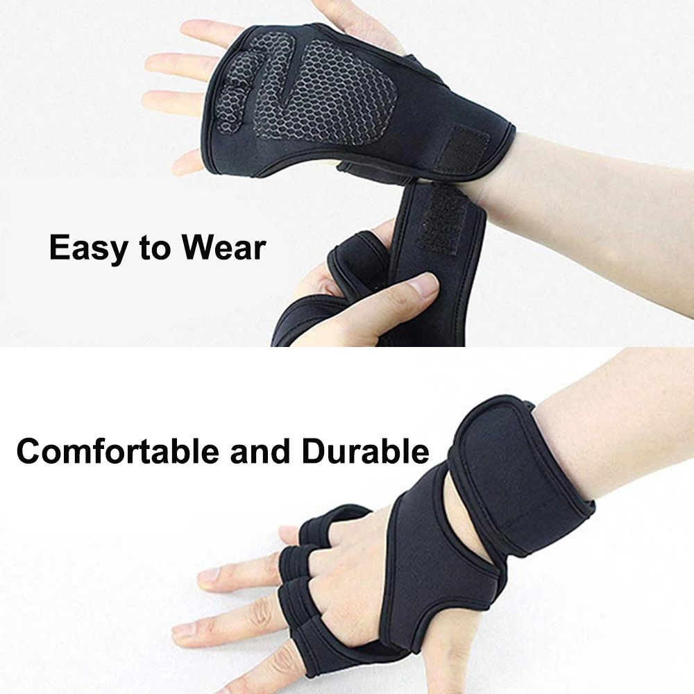 1 Pair Weight Lifting Dumbbell Gloves Gym Fitness Training Lifting Gloves Bodybuilding Gymnastic Hand Wrist Strap Support for Men Women