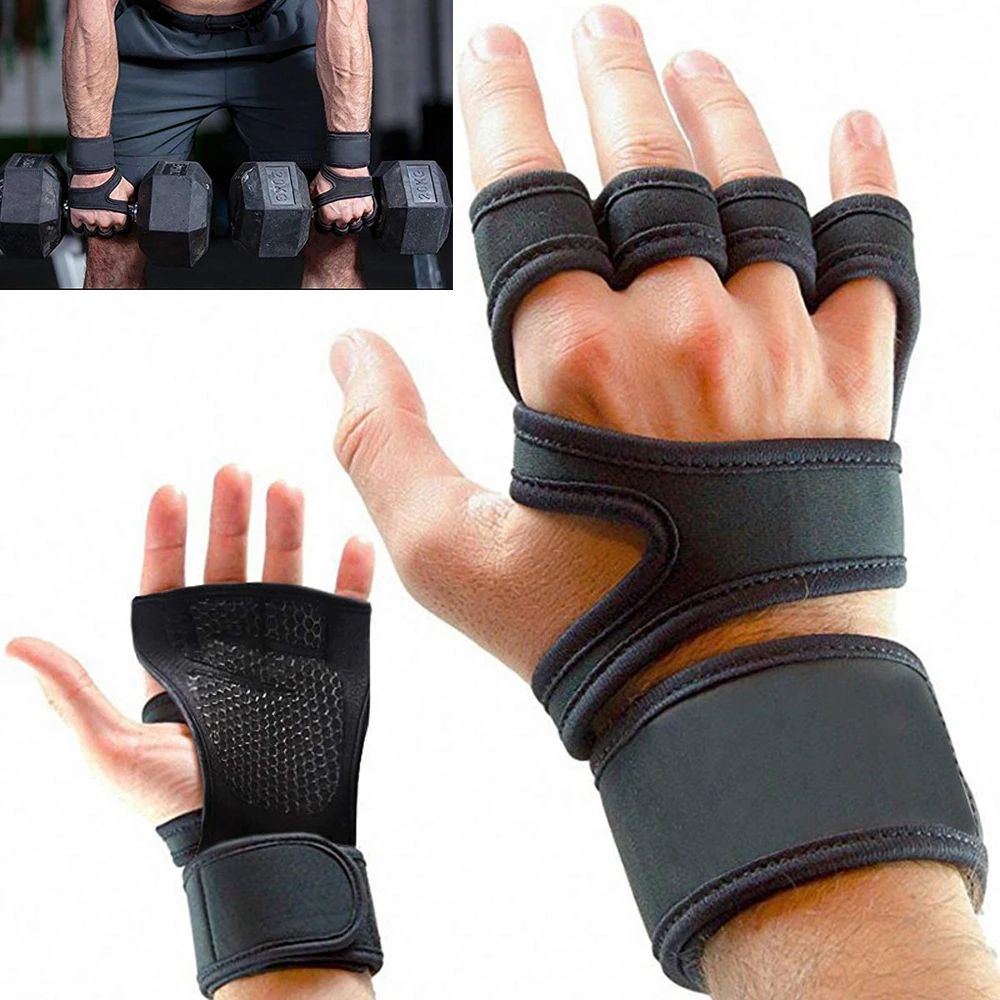 1 Pair Weight Lifting Dumbbell Gloves Gym Fitness Training Lifting Gloves Bodybuilding Gymnastic Hand Wrist Strap Support for Men Women