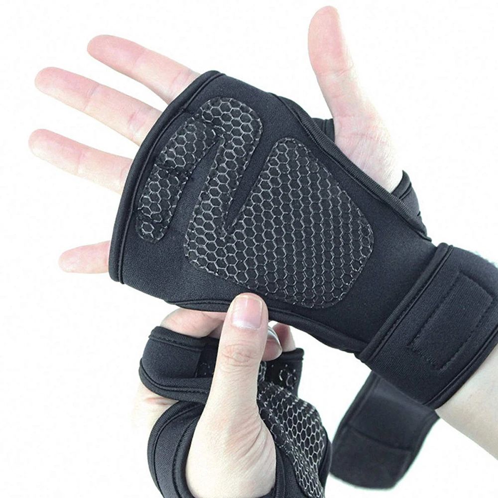 1 Pair Weight Lifting Dumbbell Gloves Gym Fitness Training Lifting Gloves Bodybuilding Gymnastic Hand Wrist Strap Support for Men Women