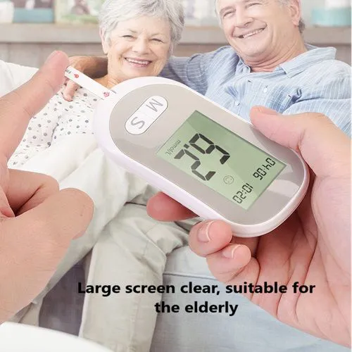 Automatic English Fast Non-adjustable Code Portable Medical High Precision Blood Glucose Meter Host + Test Pen + 50 Test Paper + 50 Blood Collection Needles