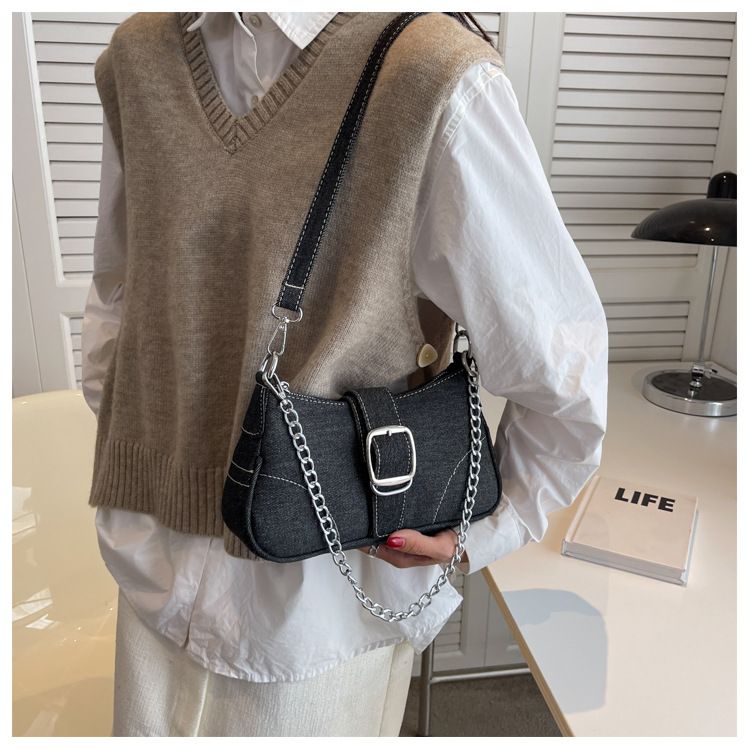 High-end canvas small bag for women new style niche summer fashion chain crossbody bag, single-shoulder underarm bag