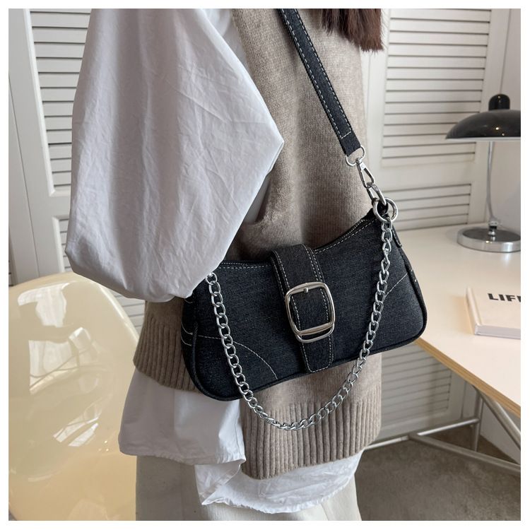 High-end canvas small bag for women new style niche summer fashion chain crossbody bag, single-shoulder underarm bag