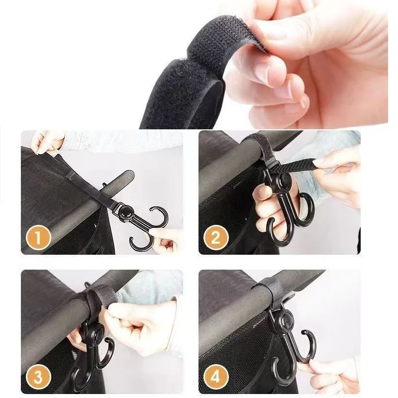 4PCS Universal electric car hook battery car car stroller hook trolley wheelchair hook bag storage walking baby stroller hook