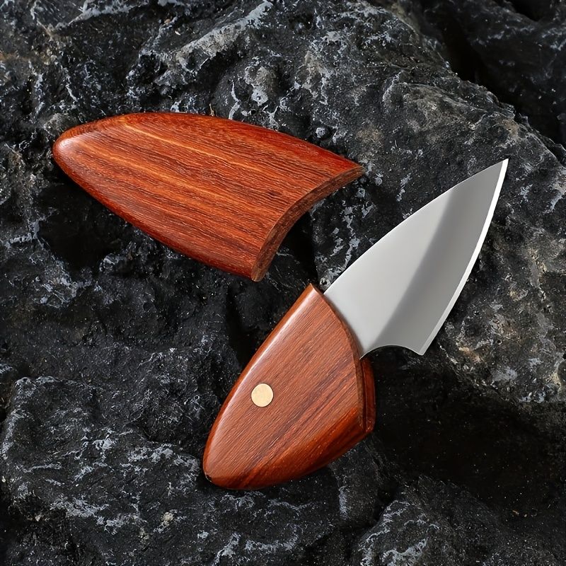 Compact Stainless Steel Knife with Wooden Handle & Box - High-Hardness Blade for Camping, Backpacking & Outdoor Use, Portable Paring Knife, Stylish Ergonomic Design, Durable Non-Slip Grip