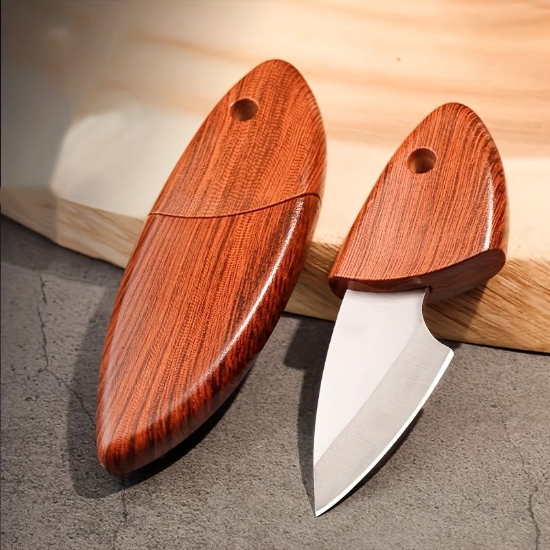 Compact Stainless Steel Knife with Wooden Handle & Box - High-Hardness Blade for Camping, Backpacking & Outdoor Use, Portable Paring Knife, Stylish Ergonomic Design, Durable Non-Slip Grip