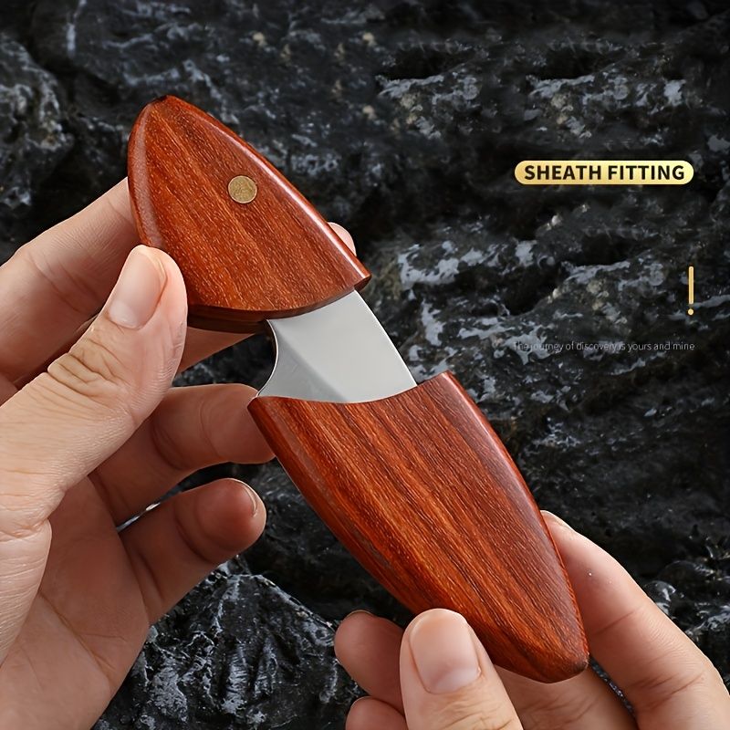 Compact Stainless Steel Knife with Wooden Handle & Box - High-Hardness Blade for Camping, Backpacking & Outdoor Use, Portable Paring Knife, Stylish Ergonomic Design, Durable Non-Slip Grip