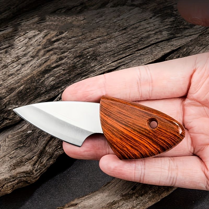 Compact Stainless Steel Knife with Wooden Handle & Box - High-Hardness Blade for Camping, Backpacking & Outdoor Use, Portable Paring Knife, Stylish Ergonomic Design, Durable Non-Slip Grip