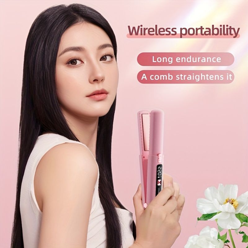 Portable Wireless Charging Large Capacity Straightening Hair Clamp Mini Straightening Comb Dual Use Curling And Straightening